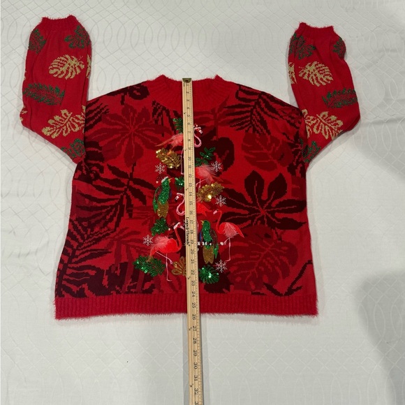 Women’s Red 33 Degress Flamingo Christmas Sweater Size Large - Picture 7 of 10